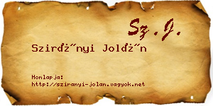 Szirányi Jolán névjegykártya